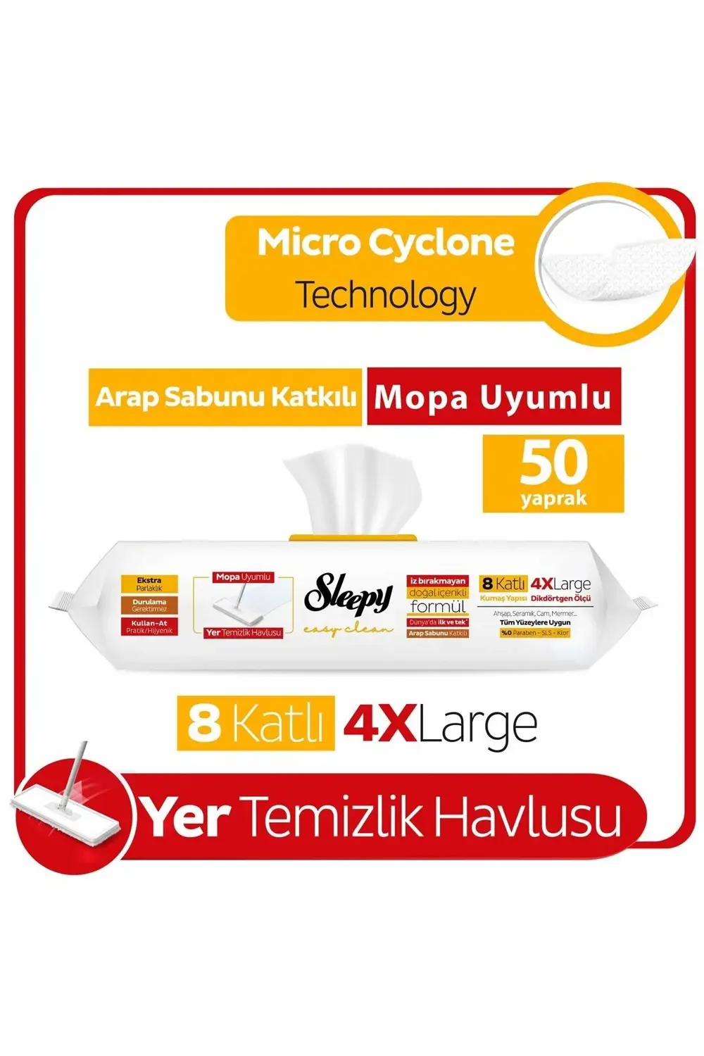 Yer Temizlik Havlusu Mop Uyumlu 50 Adet Arap Sabunlu