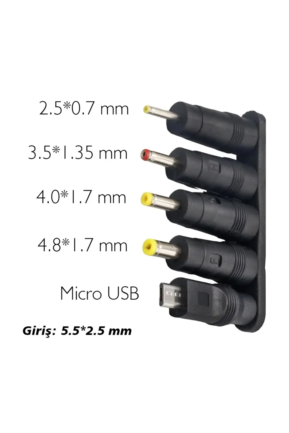 Yerli Üretim Çoklu Yedek Adaptör Uç Çevirici (2.5X0.7MM- 4.8X1.7M