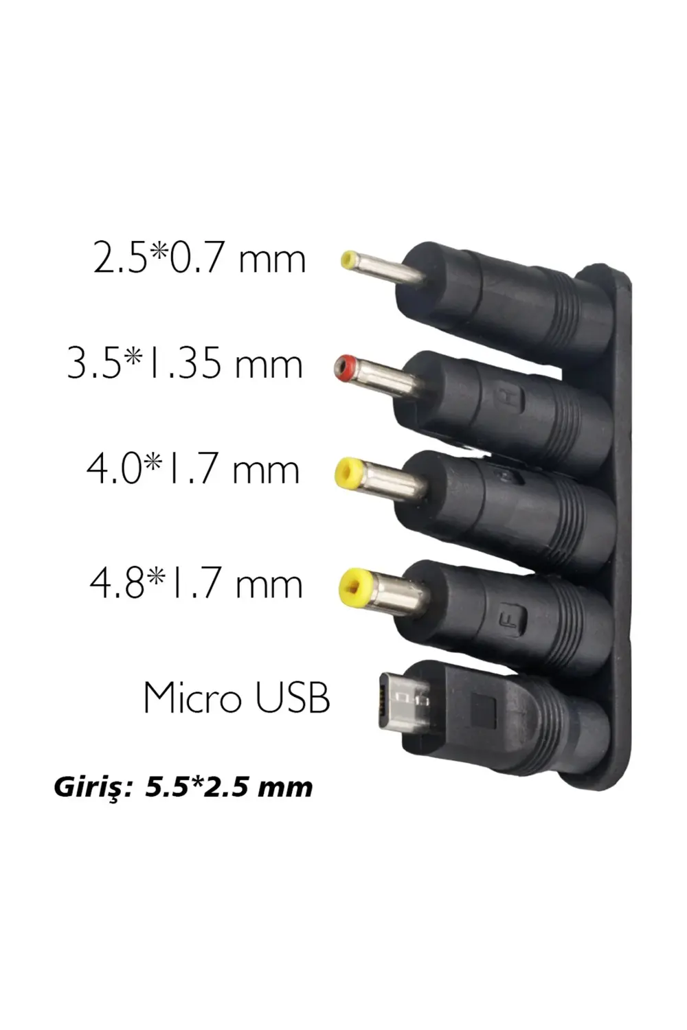 yerli üretim çoklu yedek adaptör uç çevirici (2.5x0.7mm- 4.8x1.7m