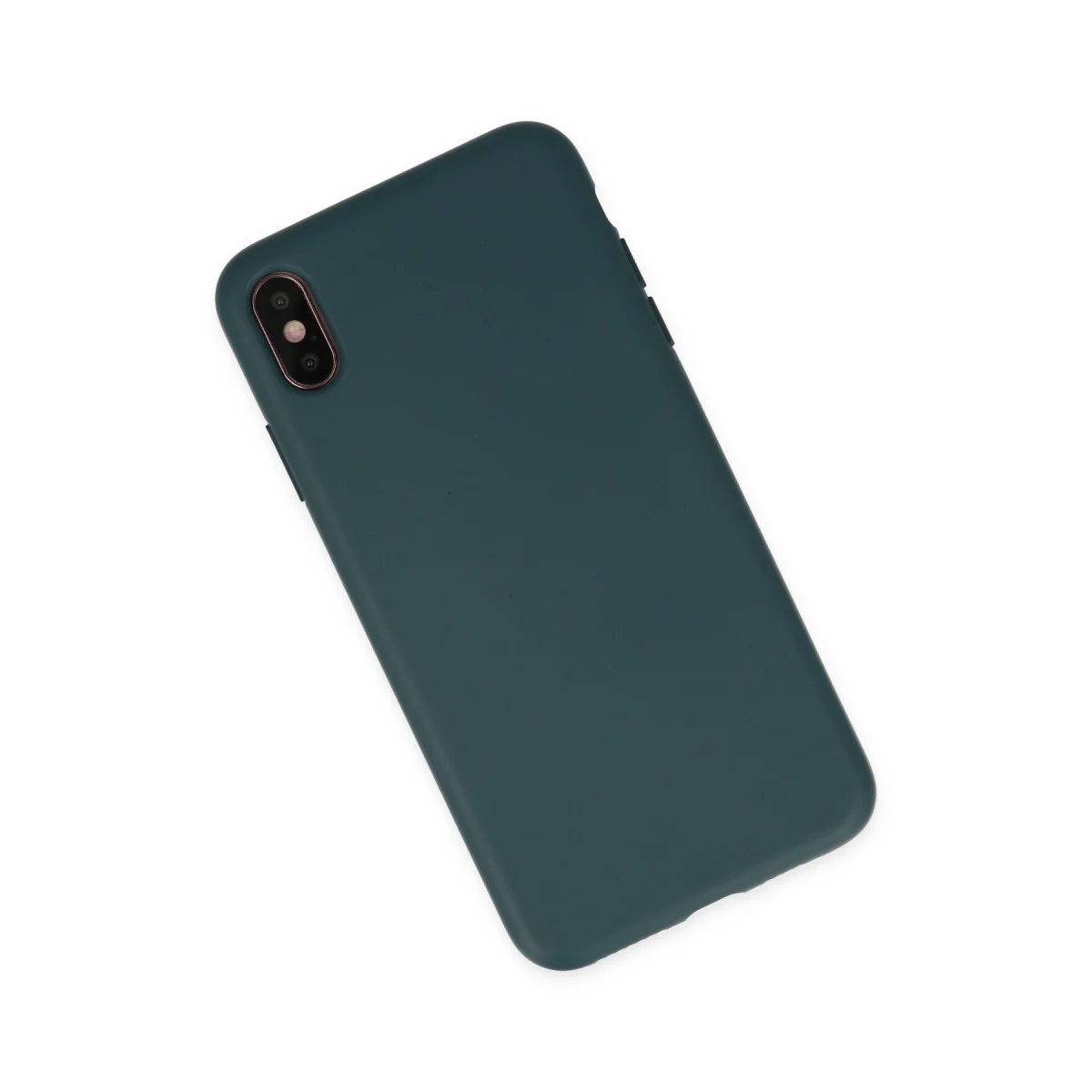 Yerli Üretim Nano İçi Kadife Silikon iPhone XS Max Kılıf (Koyu Yeşil)