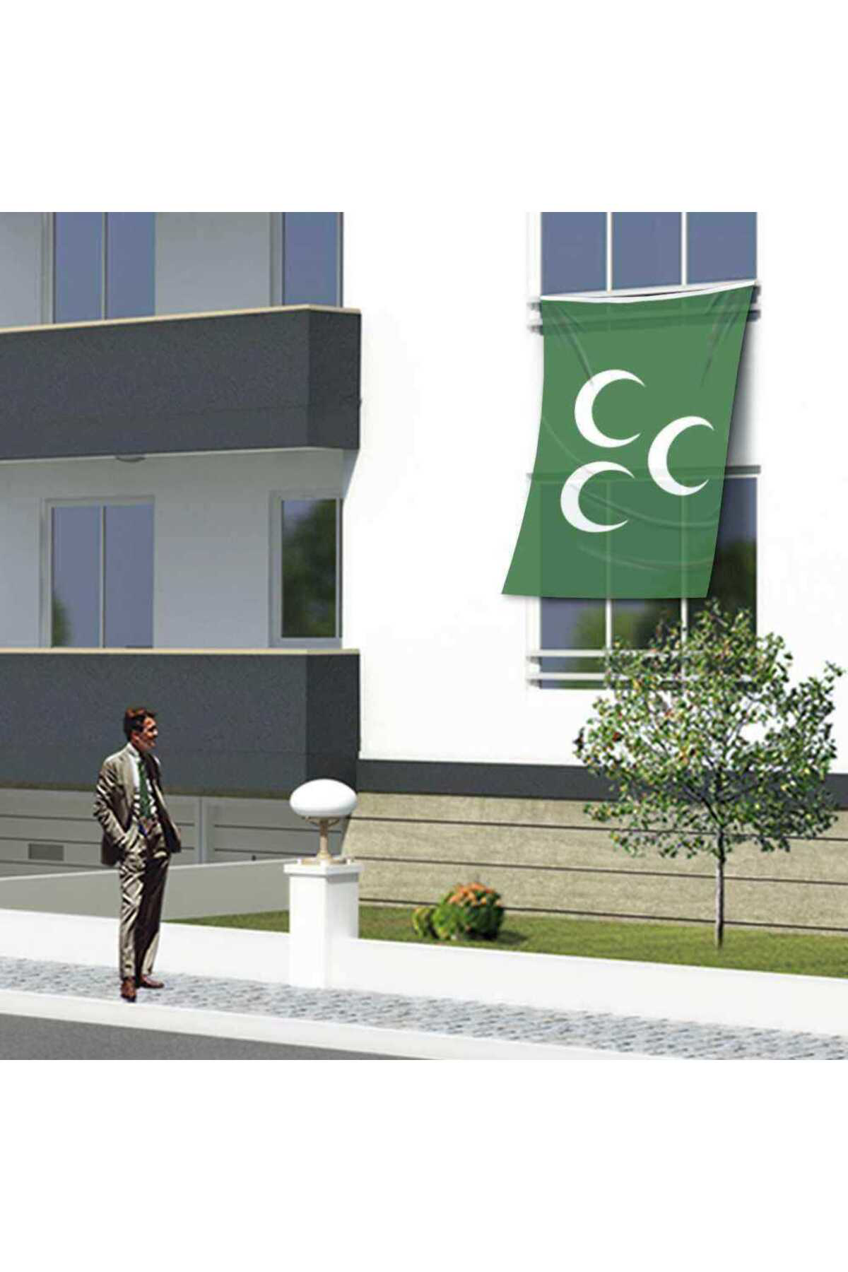 Yeşil 3 Hilal Osmanlı İmparatorluğu Raşel Bayrak 150x225 cm