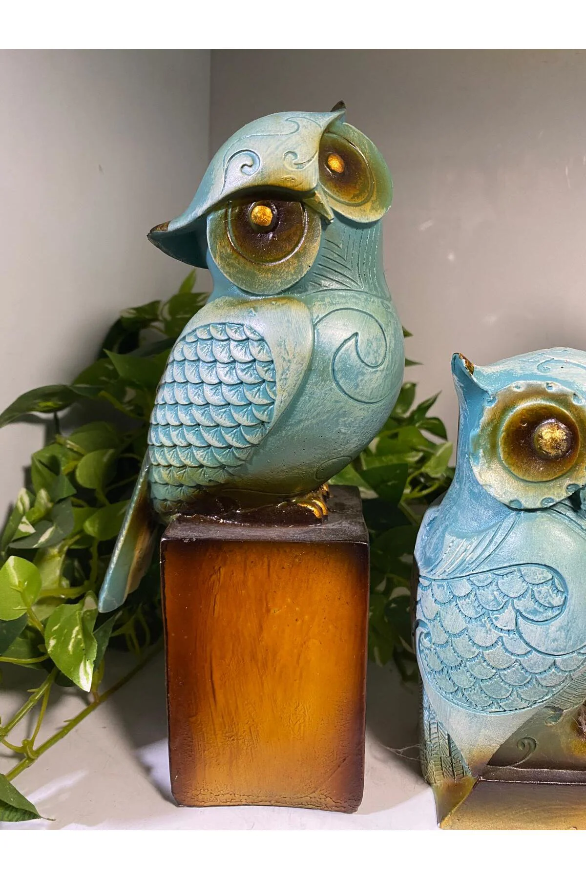 Yeşil 3 Lü Baykuş Aile 24*22*16 cm Yeşil 3 Lü Baykuş Aile 24*22*16 cm - Görsel 3