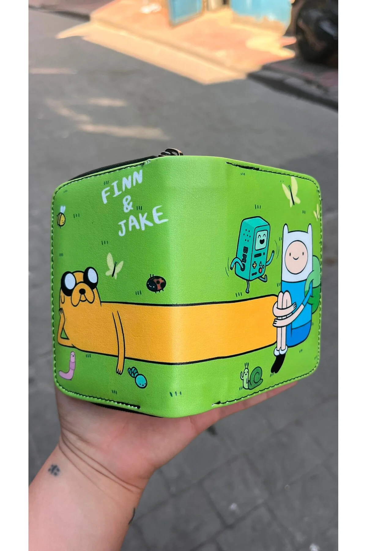 Yeşil Adventure Time Finn and Jack BMO OOO Diyarı Unisex Cüzdan