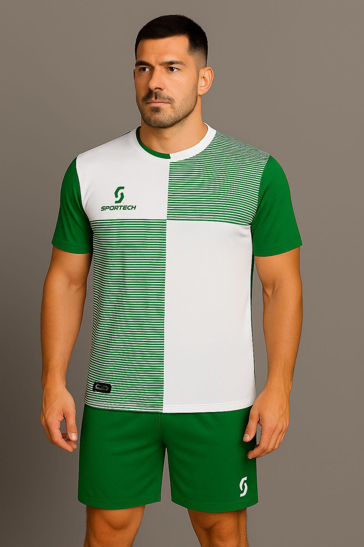 Sportech Yeşil-Beyaz Forma Takımı (Tek Kelime İsim Ve Numara Yazilir) K013