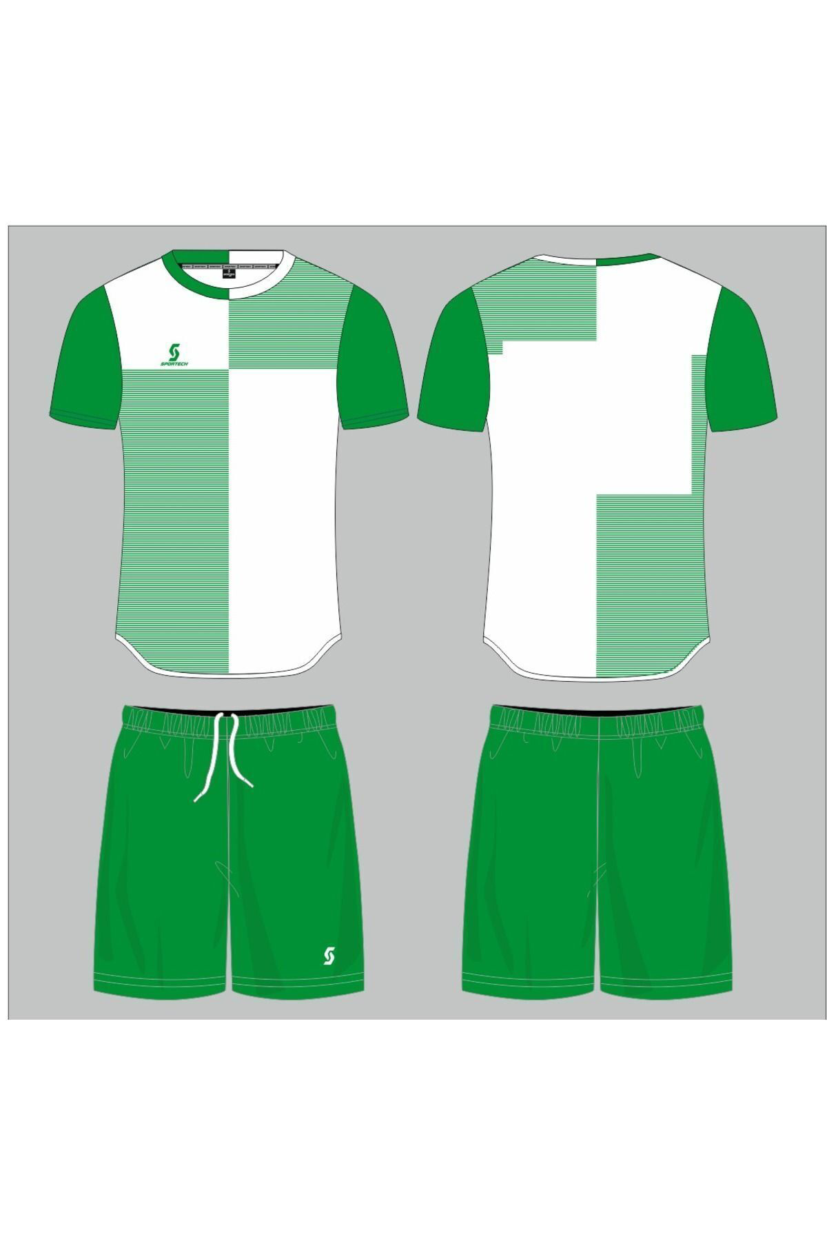 Sportech Yeşil-Beyaz Forma Takımı (Tek Kelime İsim Ve Numara Yazilir) K013