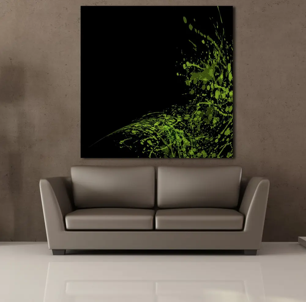 YEŞİL BOYA SIÇRAMASI KANVAS TABLO