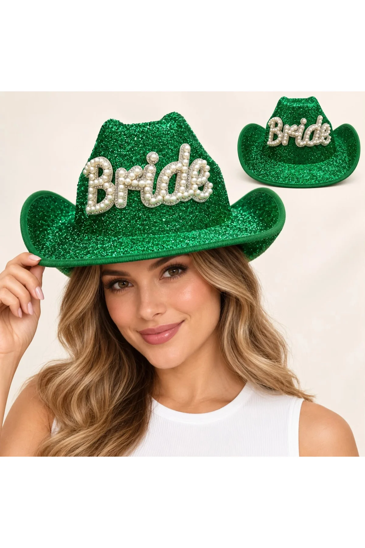 Yeşil Bride Gelin Şapkası – Parıltılı Bekarlığa Veda Şapkası Yeşil Bride Gelin Şapkası – Parıltılı Bekarlığa Veda Şapkası