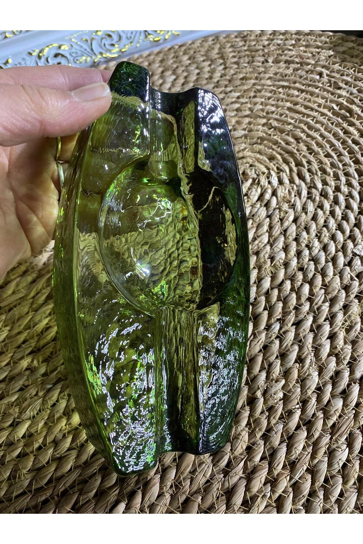 Elif Aksesuar Yeşil Cam Puro Kül Tablası