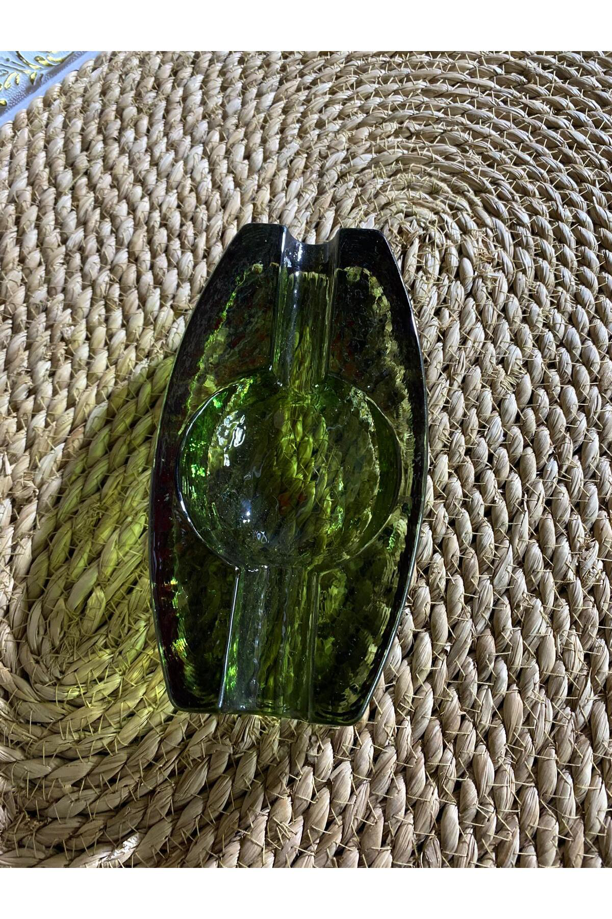 Elif Aksesuar Yeşil Cam Puro Kül Tablası