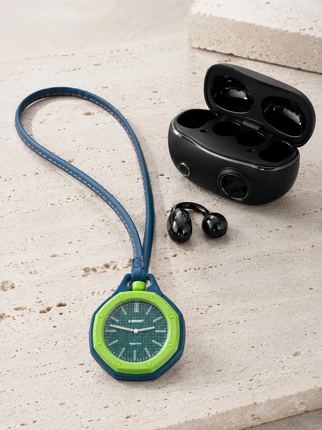 Yeşil Çanta Charm Saat ve Kablosuz Bluetooth Kulaklık İkili Kampanya Seti Günlük Kullanım