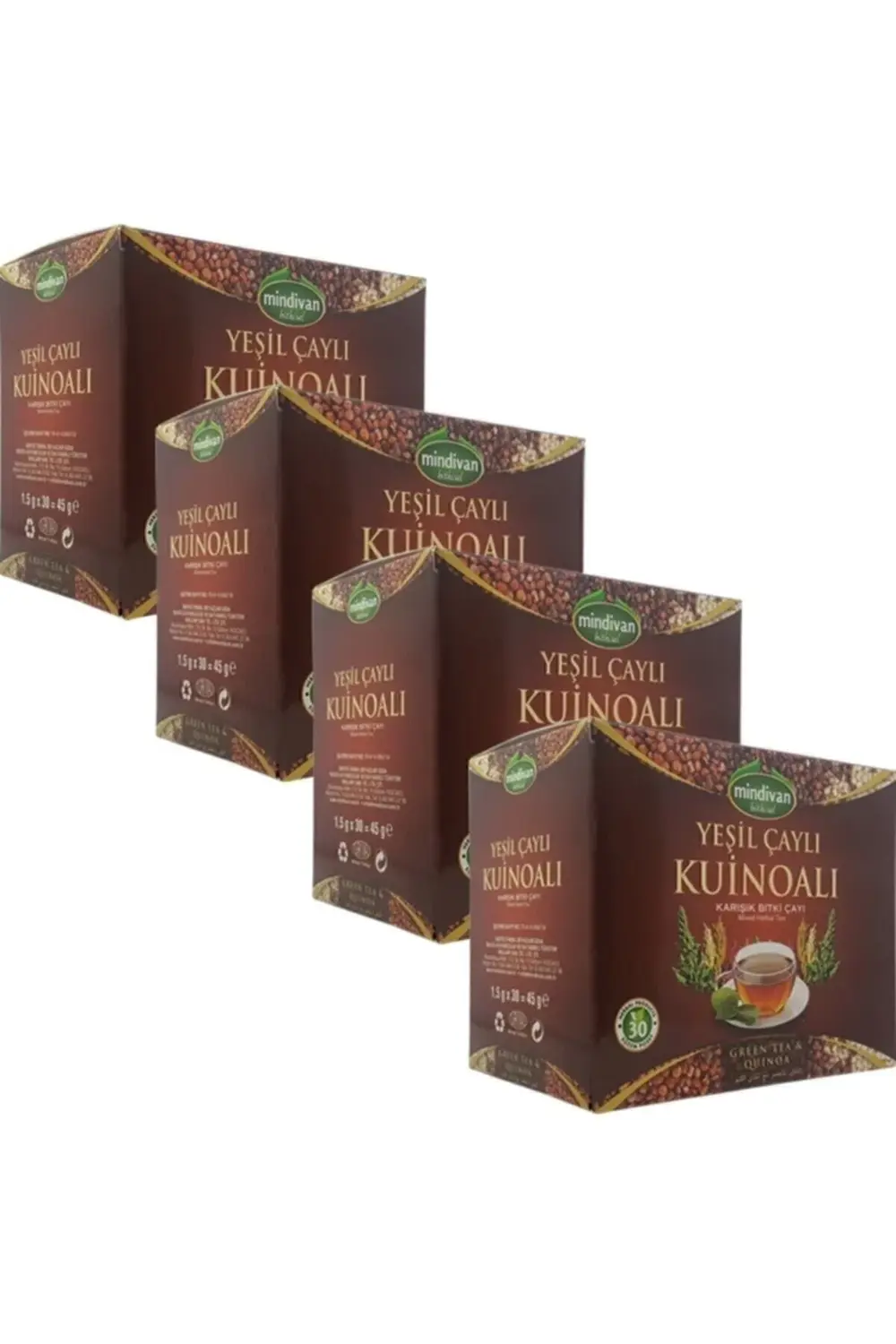 Yeşil Çaylı Kinoa Karışık Bitki Çayı 30 Süzen Poşet  4 Kutu