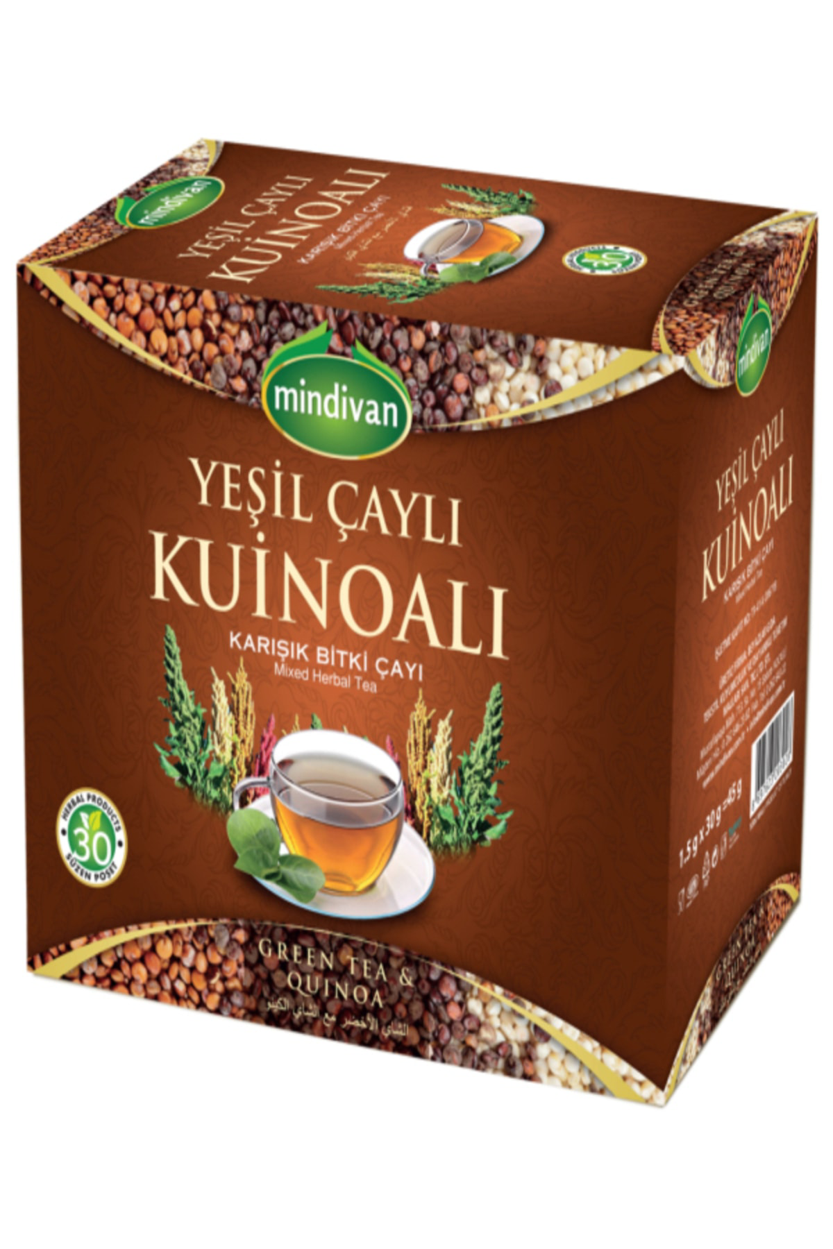 Yeşil Çaylı Kinoalı Karışık Bitki Çayı 30 Lu Süzen Poşet
