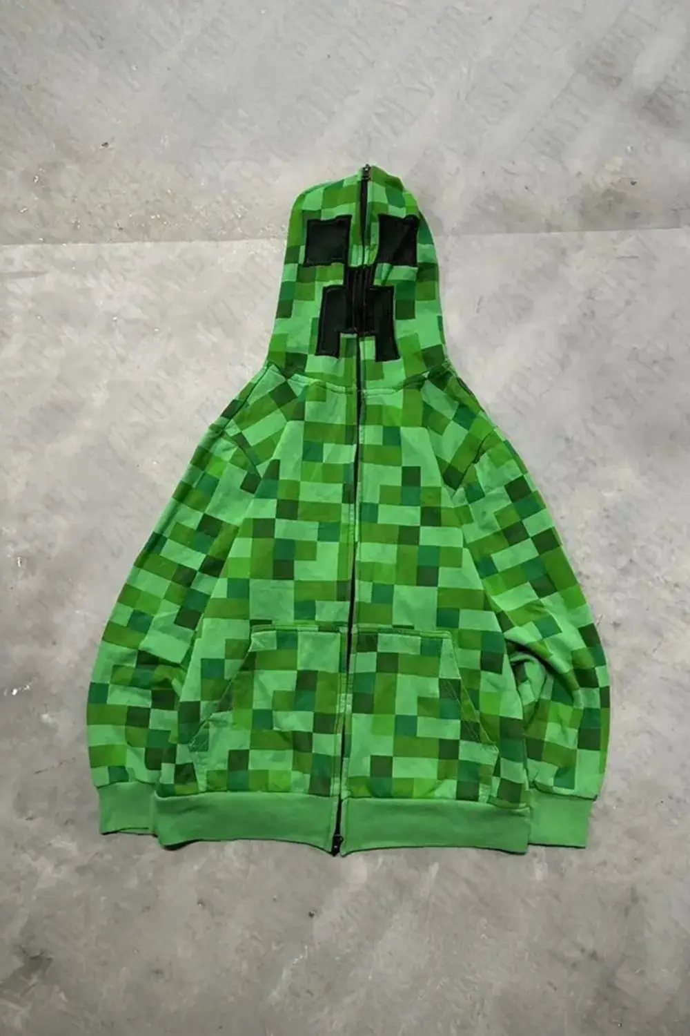 Yeşil Creeper Y2K Unsiex Kapüşonlu Hırka Yeşil Creeper Y2K Unsiex Kapüşonlu Hırka