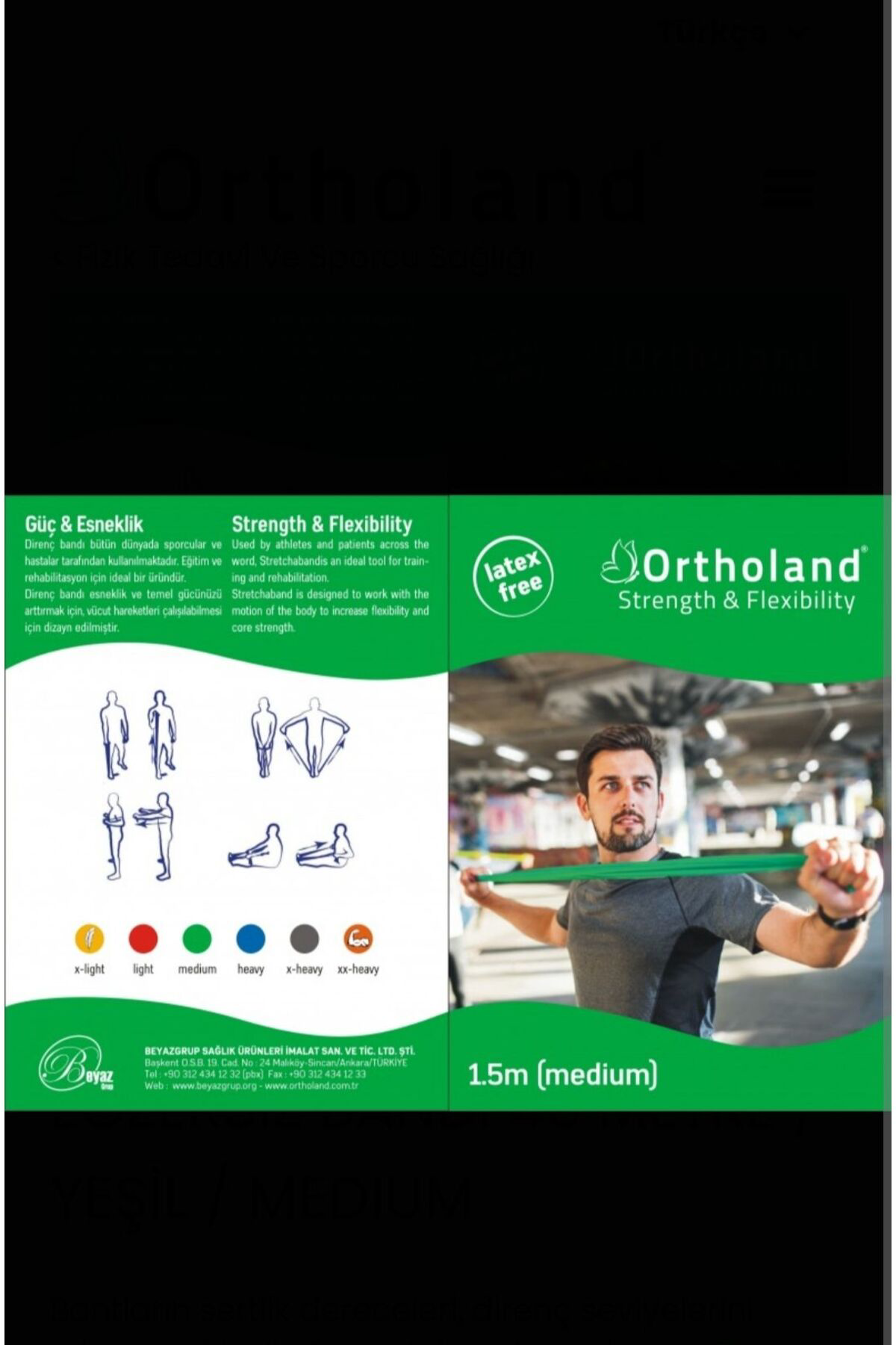 Yeşil Egzersiz Bandı 1,5 Metre Medium