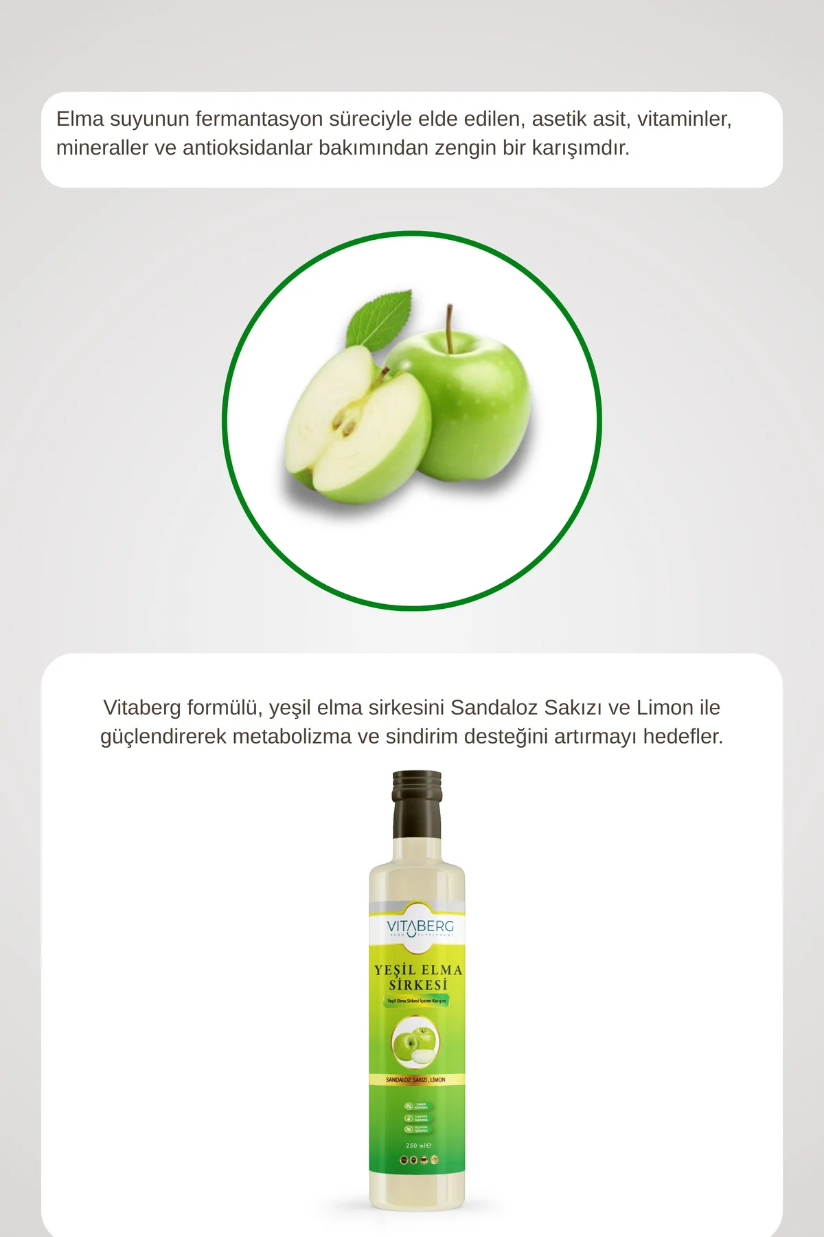 Yeşil Elma Sirkesi | Sandaloz Sakızı ve Limon İçeren Sirke Karışı