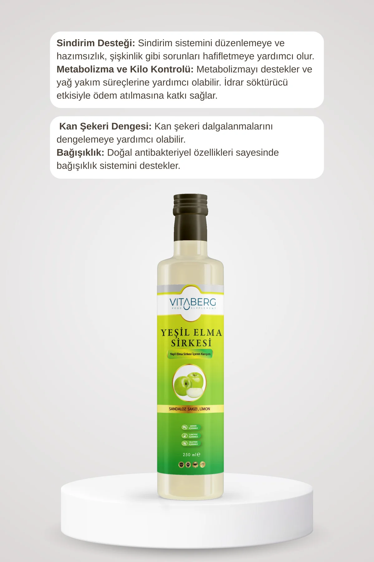Yeşil Elma Sirkesi | Sandaloz Sakızı ve Limon İçeren Sirke Karışı