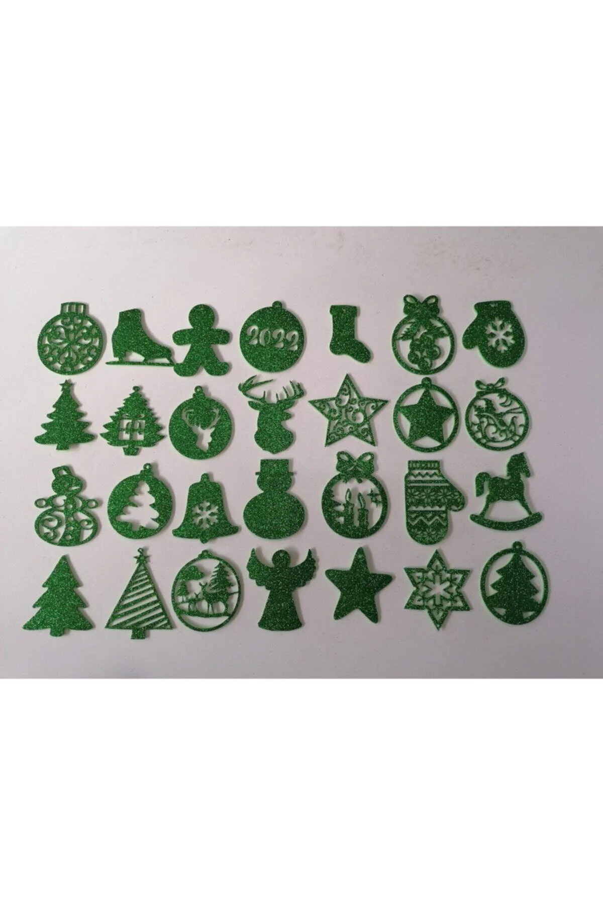 Yeşil Eva Yılbaşı Ağacı Süsü 7,5x7,5 Cm 28li