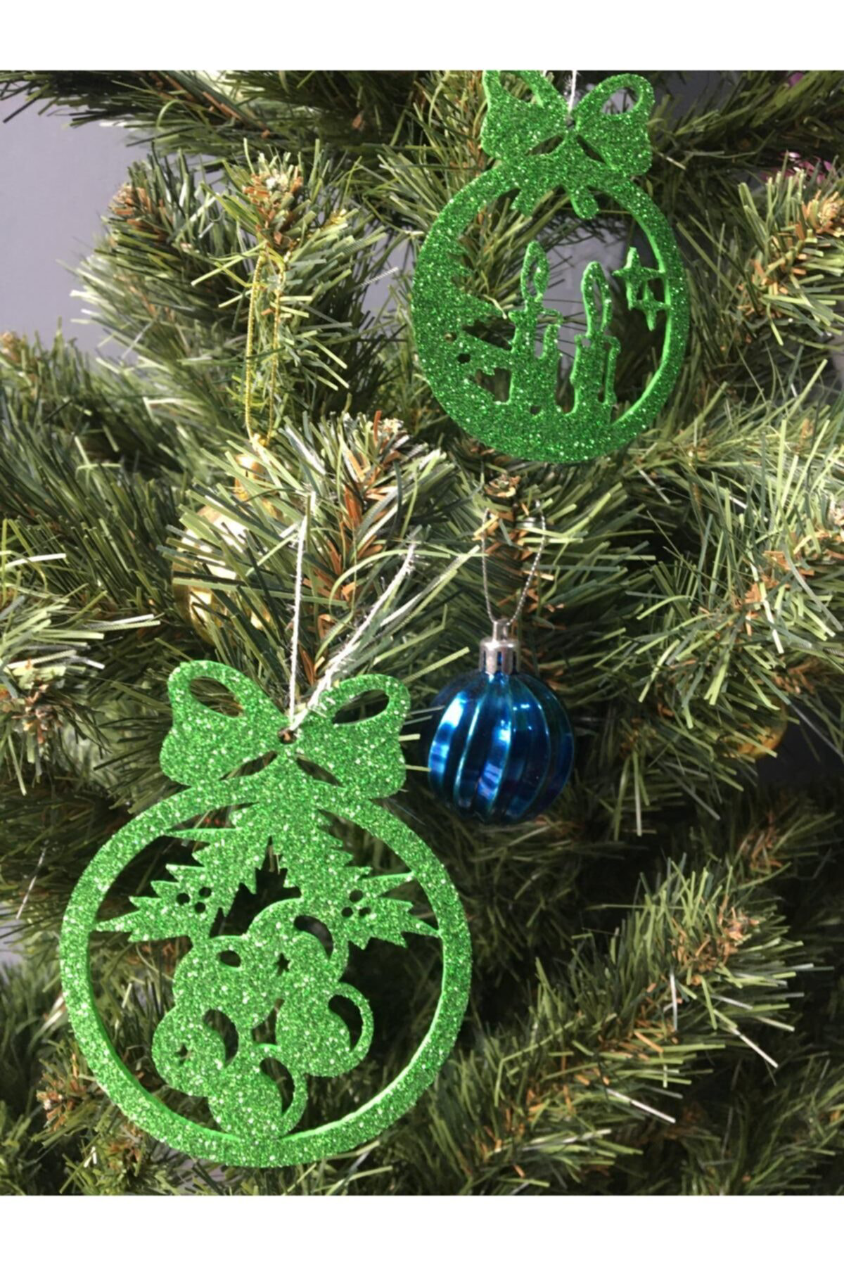 Leylaser Yeşil Eva Yilbaşi Ağaci Süsü 7,5X7,5 Cm 28Li