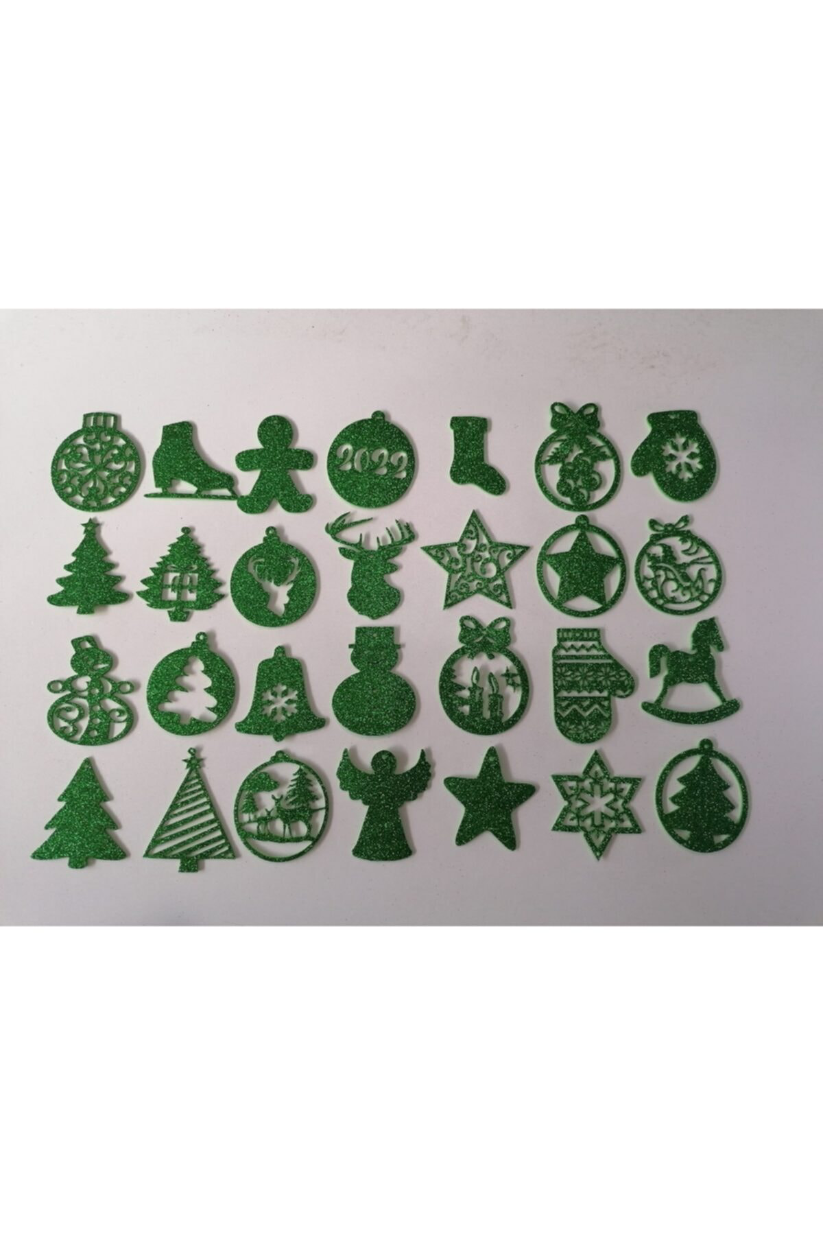 Leylaser Yeşil Eva Yilbaşi Ağaci Süsü 7,5X7,5 Cm 28Li