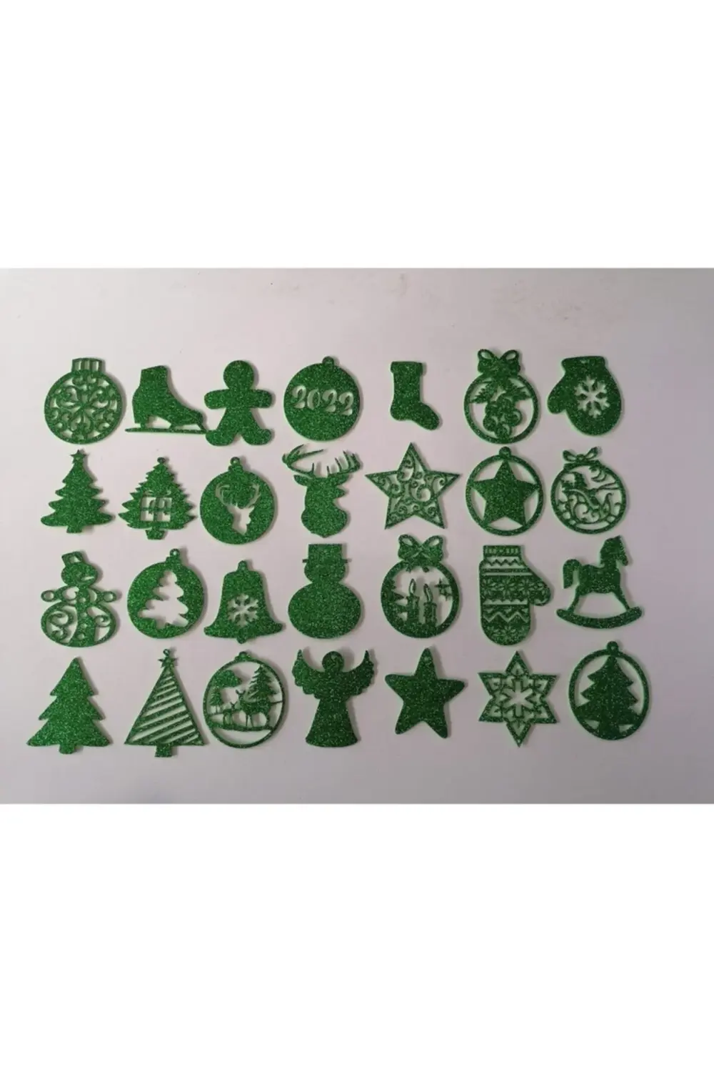 Yeşil Eva Yılbaşı Ağacı Süsü 7,5x7,5 Cm 28li