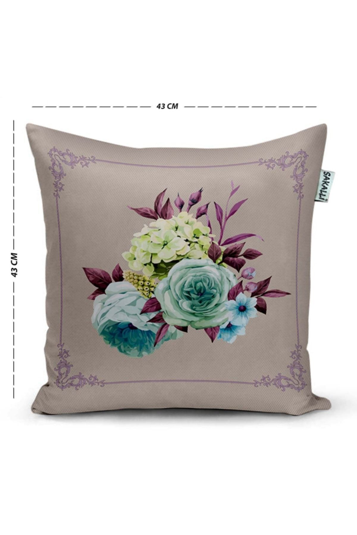 Yeşil Gül Desen 3d Baskılı Dekoratif Kırlent Kılıfı