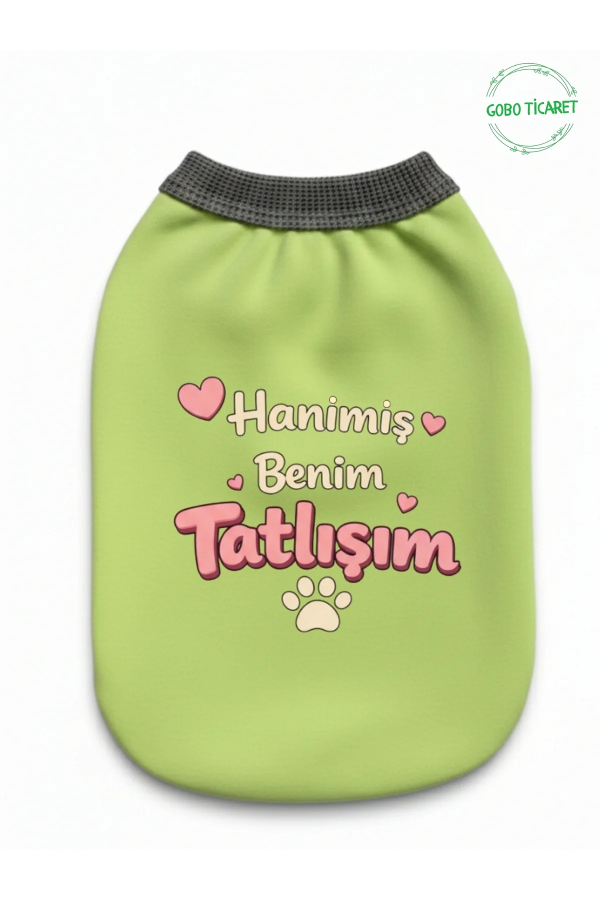 Yeşil Hanimiş Benim Tatlışım Baskılı Kedi ve Köpek Kıyafeti Tişörtü Elbisesi SMALL/S/Beden 1