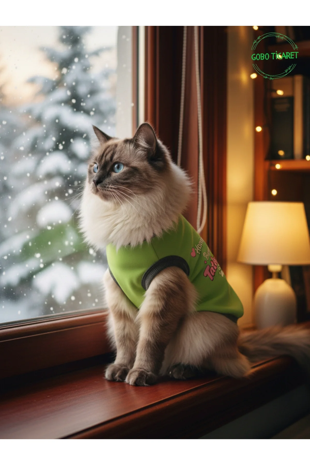 Yeşil Hanimiş Benim Tatlışım Baskılı Kedi ve Köpek Kıyafeti Tişörtü Elbisesi SMALL/S/Beden 1