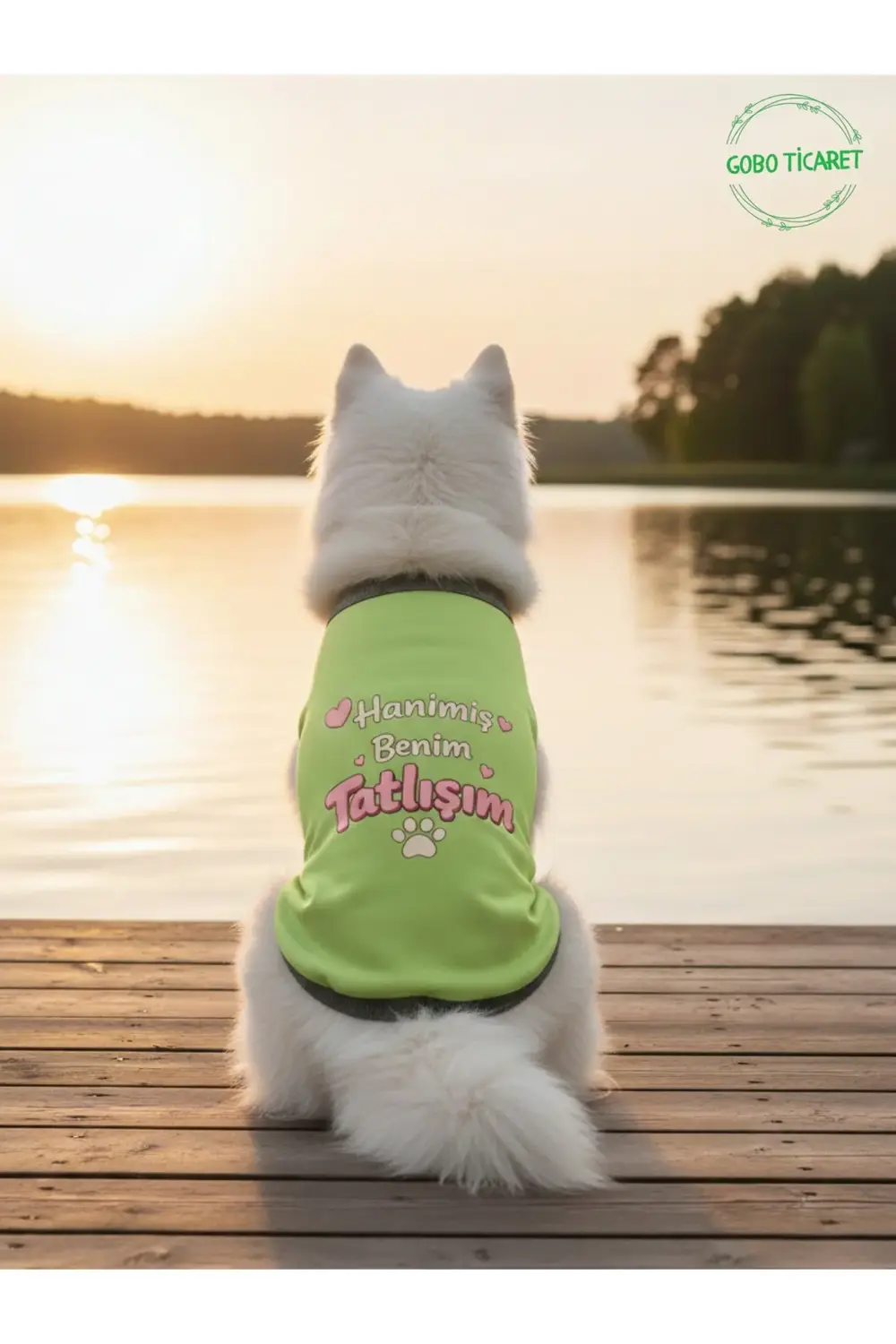 Yeşil Hanimiş Benim Tatlışım Baskılı Kedi ve Köpek Kıyafeti Tişör