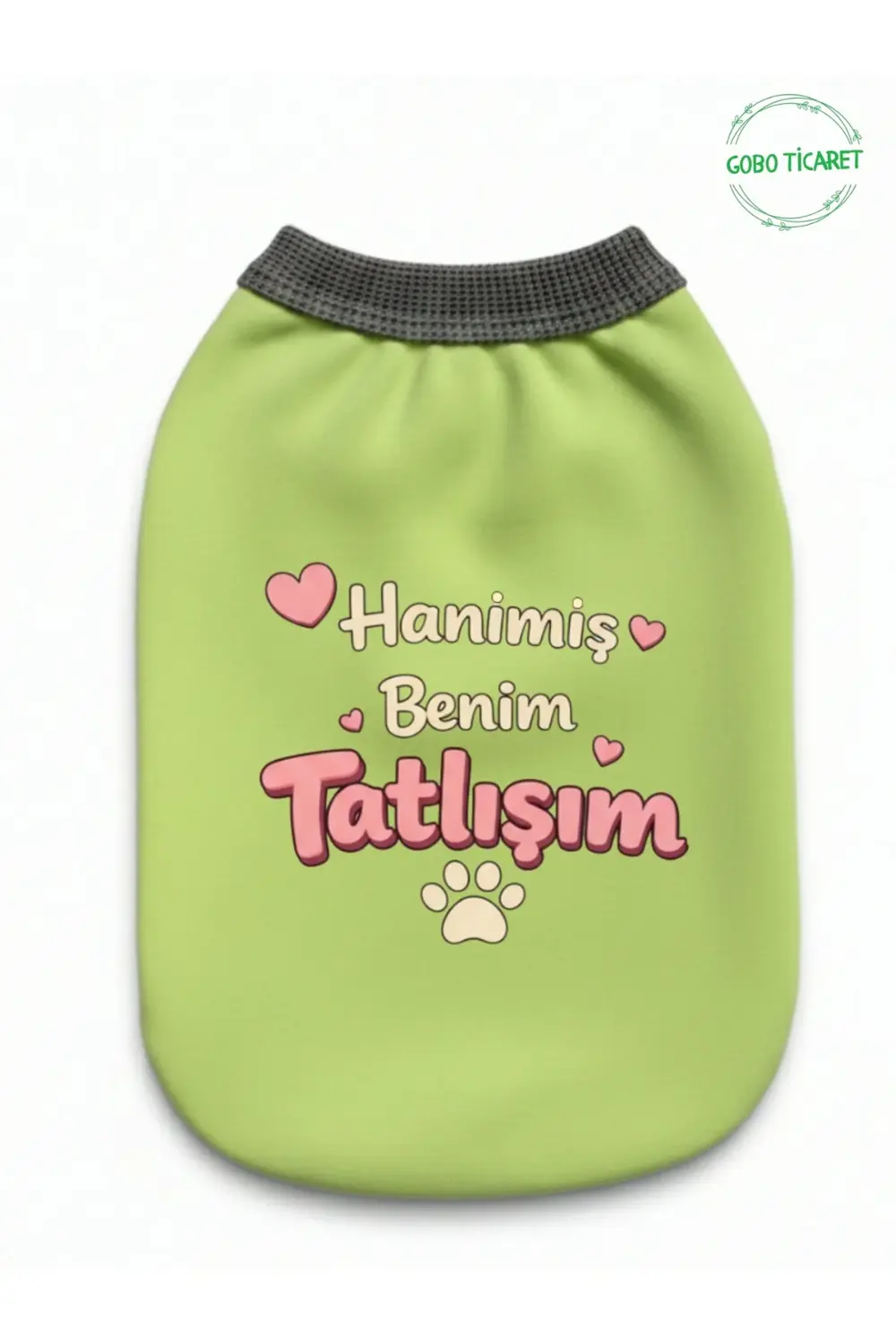 Yeşil Hanimiş Benim Tatlışım Baskılı Kedi ve Köpek Kıyafeti Tişör