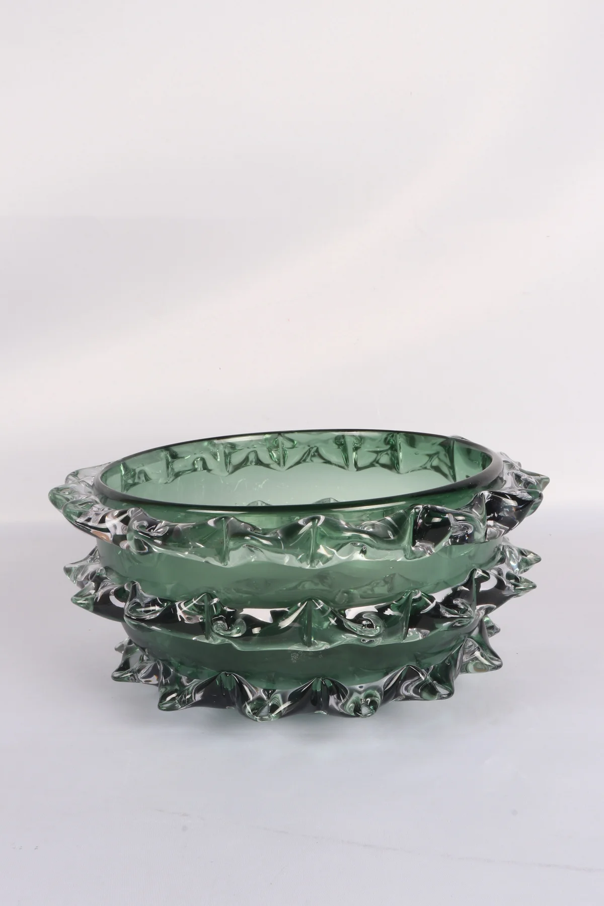 Yeşil Kırçımlı Cam Meyvelik | 26x12 CM Lüks Dekoratif Kase ve Mas