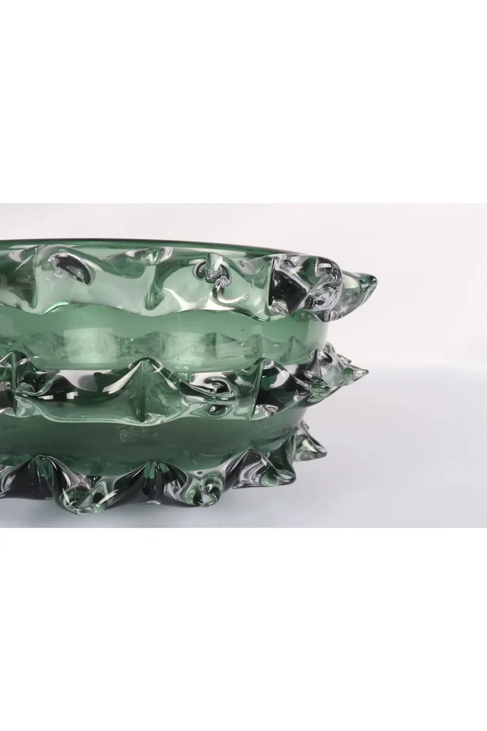 Yeşil Kırçımlı Cam Meyvelik | 26x12 CM Lüks Dekoratif Kase ve Mas