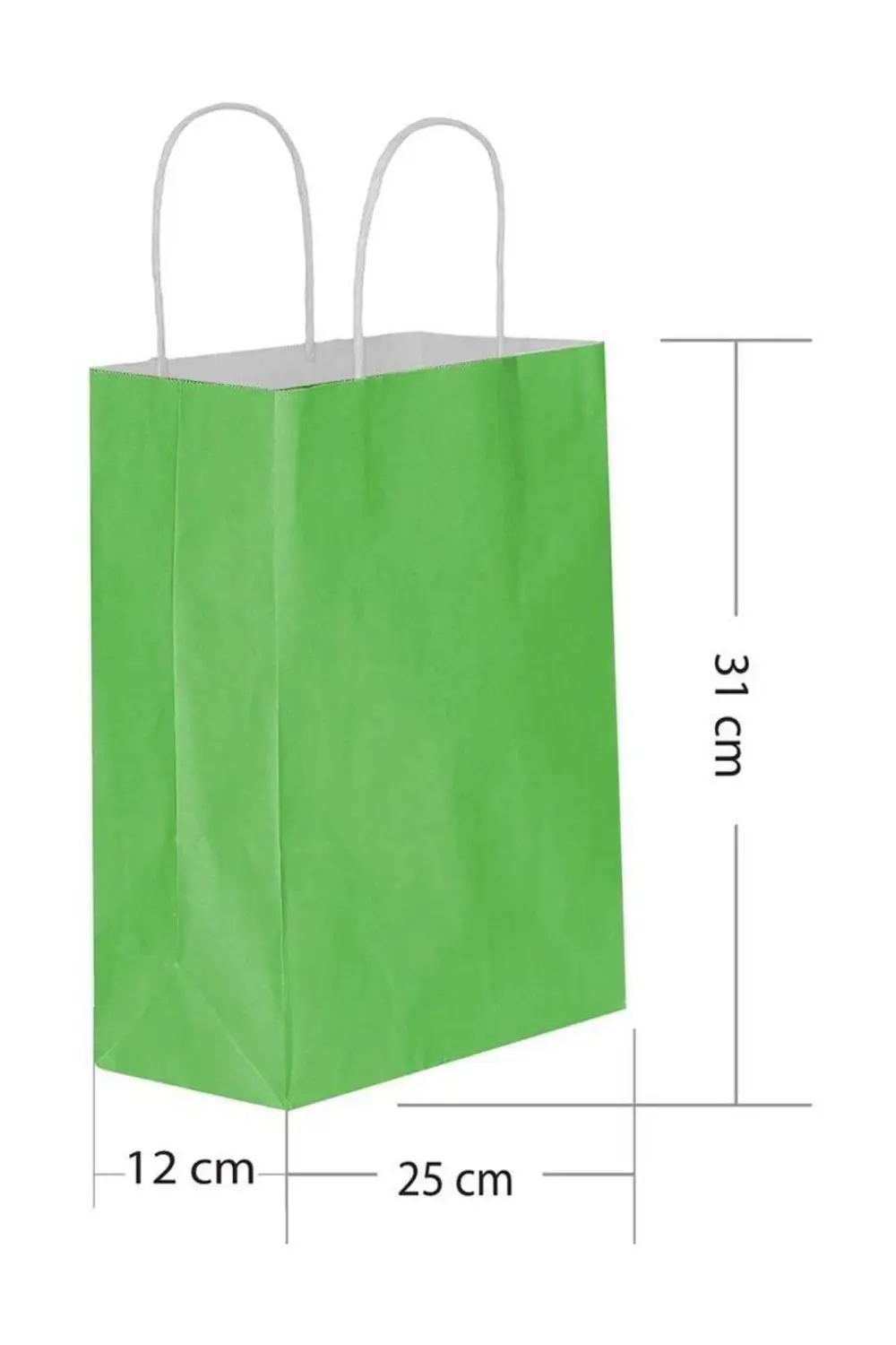 Yeşil Kraft Hediye Çantası 25x12x31 cm 25'li