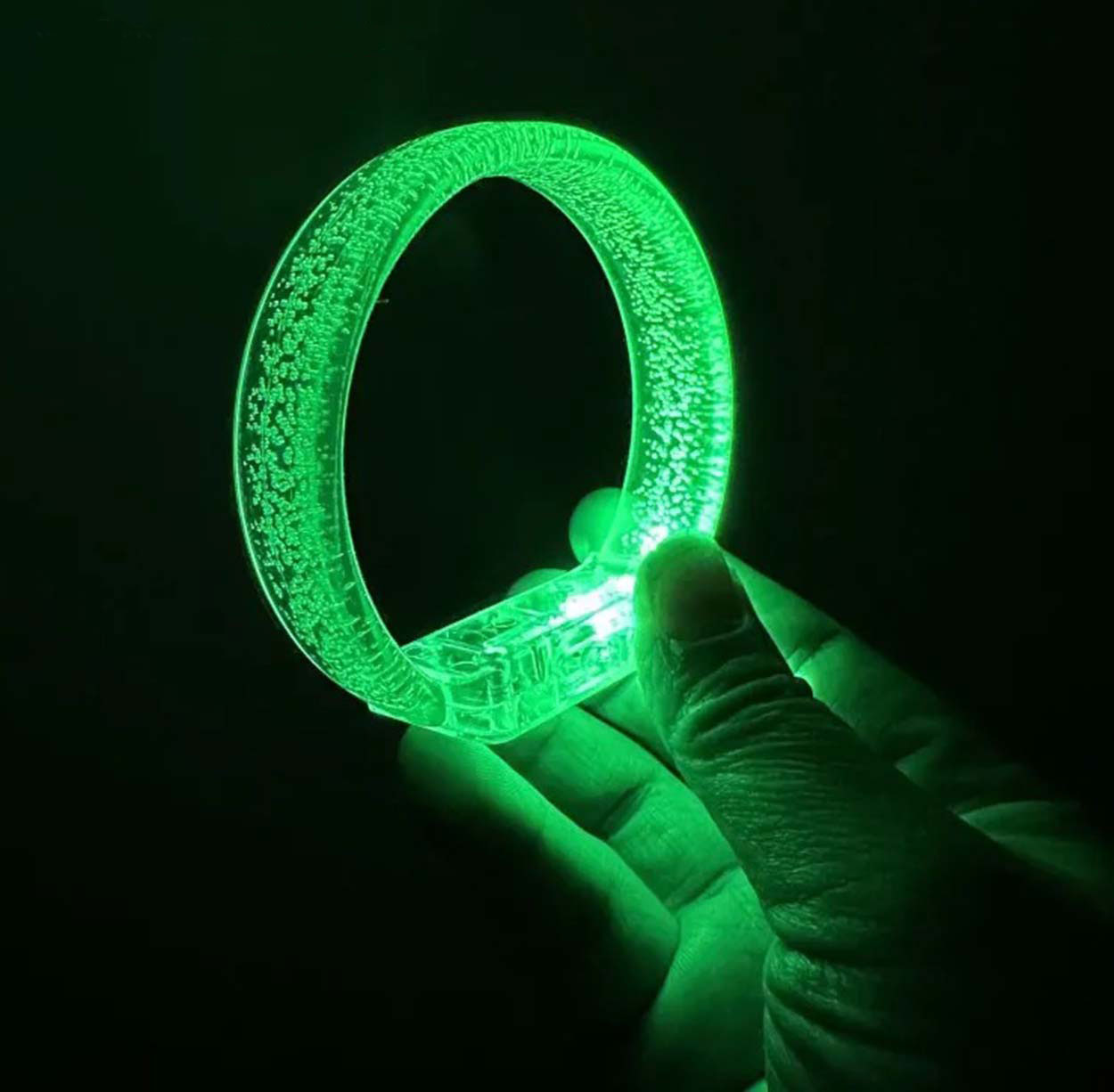 Yeşil Led Işıklı Baskı Yapılabilen Pilli Bileklik Bilezik 1,5 cm