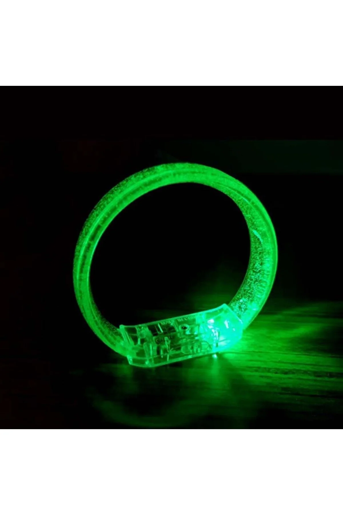Yeşil Led Işıklı Baskı Yapılabilen Pilli Bileklik Bilezik 1,5 cm Genişlik