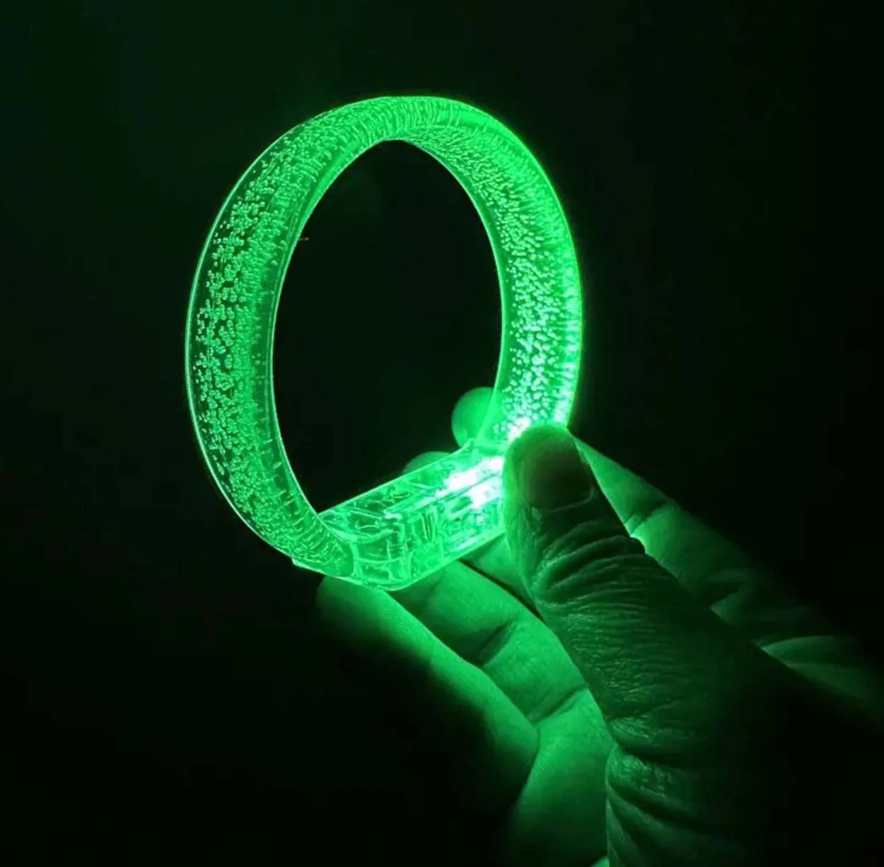Yeşil Led Işıklı Baskı Yapılabilen Pilli Bileklik Bilezik 1,5 cm 