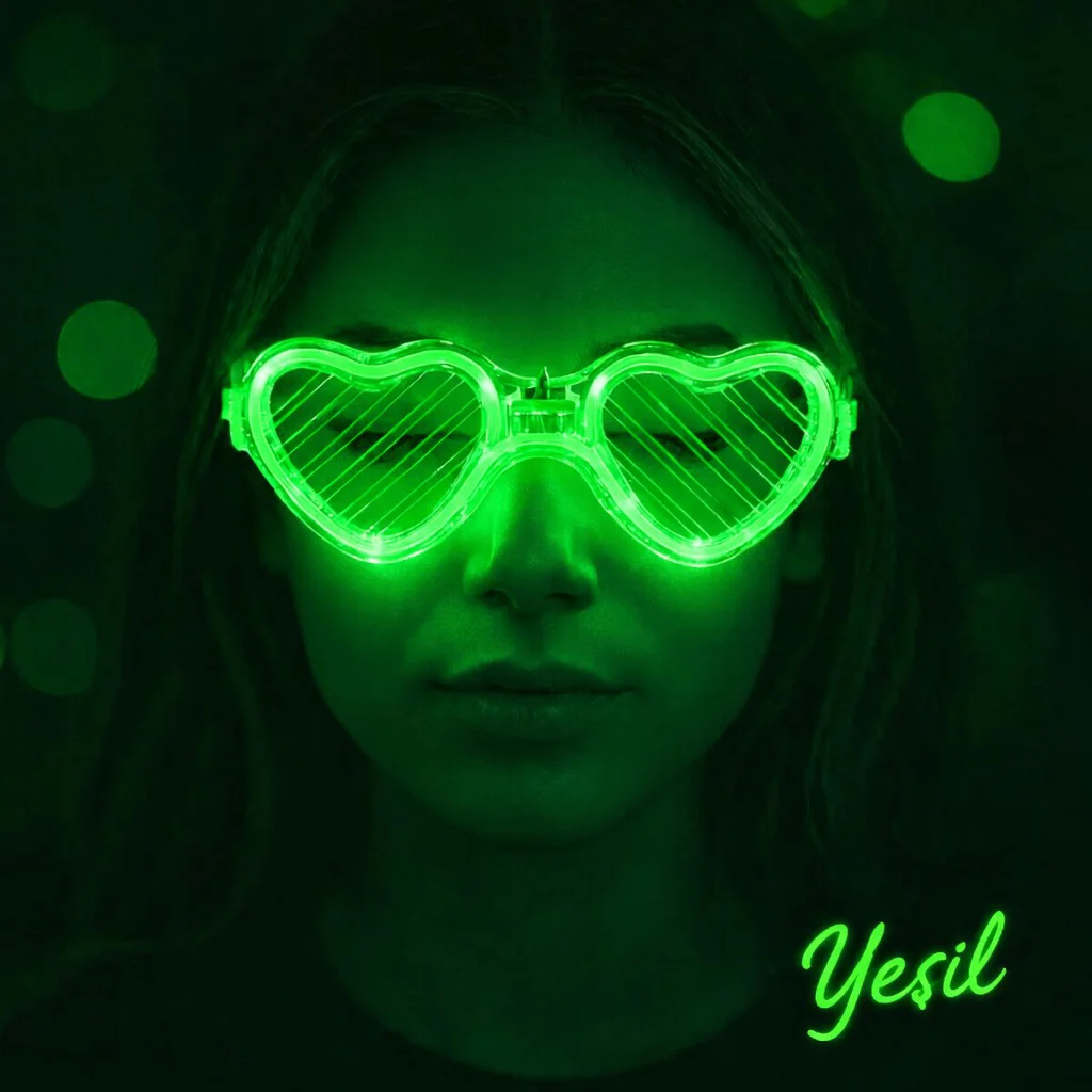 Yeşil LED Işıklı Kalp Gözlük – 3 Modlu Parti - Glow Gözlüğü Yeşil LED Işıklı Kalp Gözlük – 3 Modlu Parti - Glow Gözlüğü Fiyatı, Yorumları ve Özellikleri