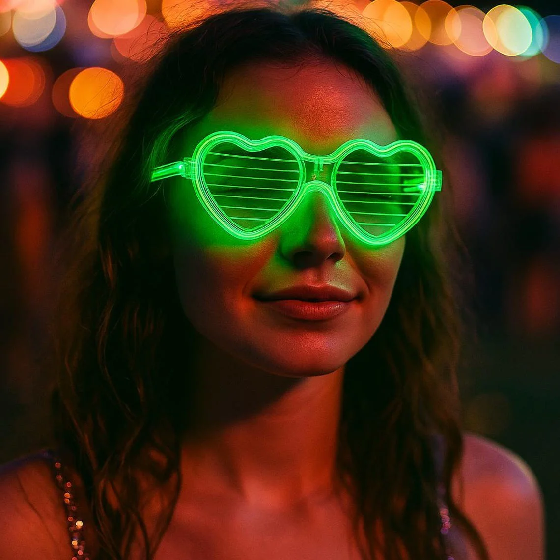 Yeşil LED Işıklı Kalp Gözlük – 3 Modlu Parti &amp; Glow Gözlüğü Fiyatı, Yorumları ve Özellikleri