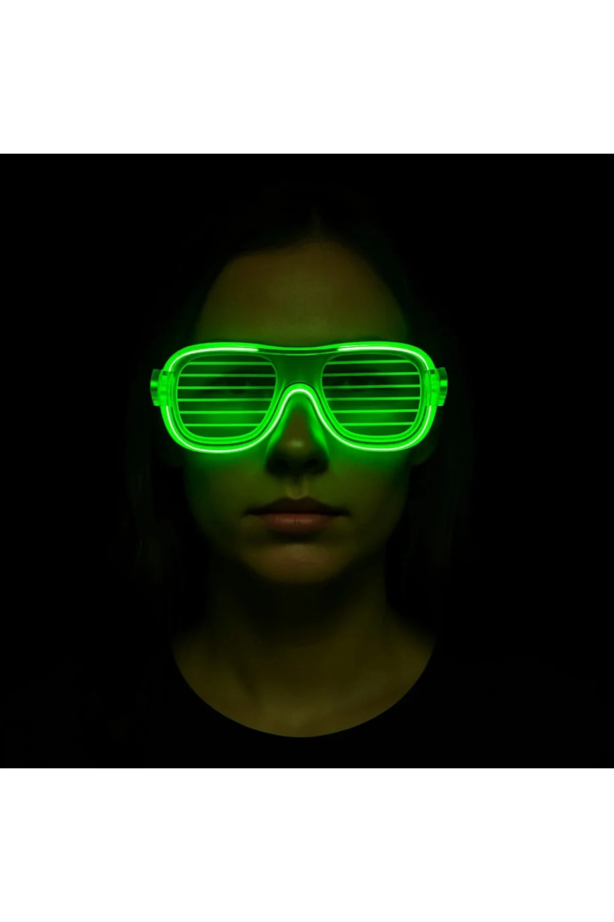 Yeşil LED Işıklı Parti Gözlüğü – Neon Glow Şerit Gözlük 3 Modlu Yeşil LED Işıklı Parti Gözlüğü – Neon Glow Şerit Gözlük 3 Modlu