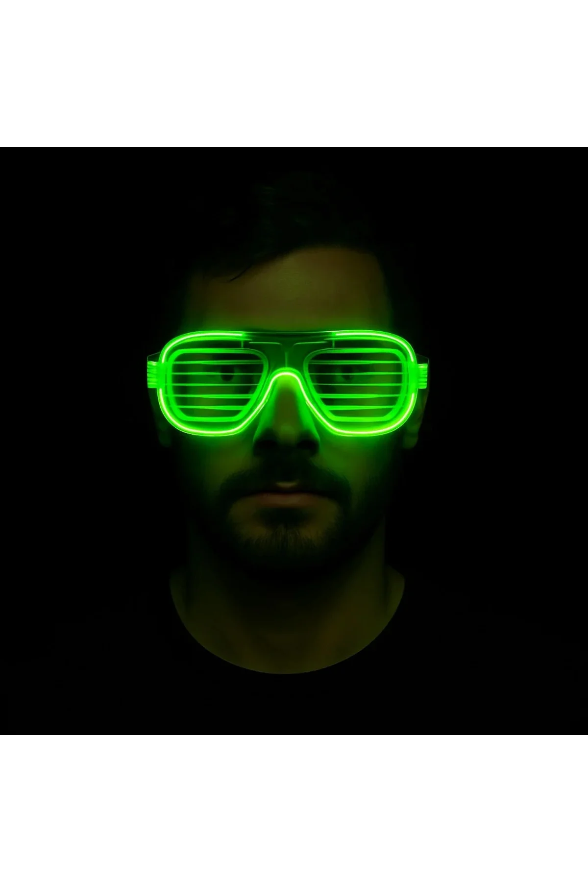 Yeşil LED Işıklı Parti Gözlüğü – Neon Glow Şerit Gözlük 3 Modlu Yeşil LED Işıklı Parti Gözlüğü – Neon Glow Şerit Gözlük 3 Modlu