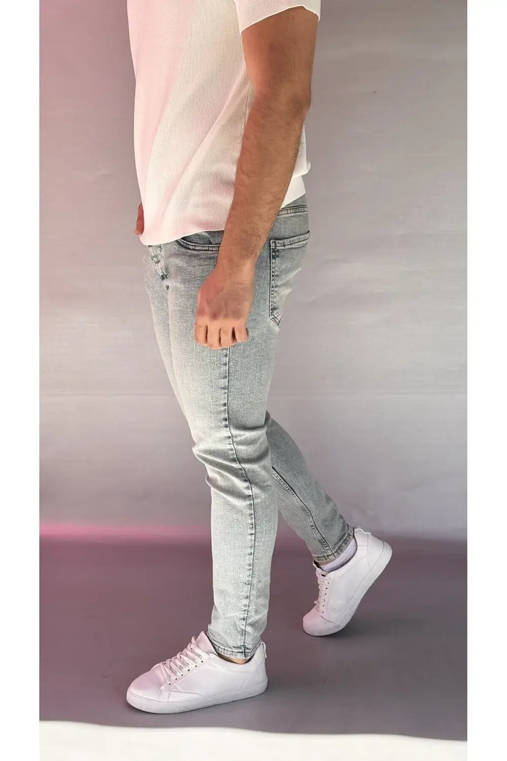 Yeşil-Mavi Yıkamalı Slim Fit Jean