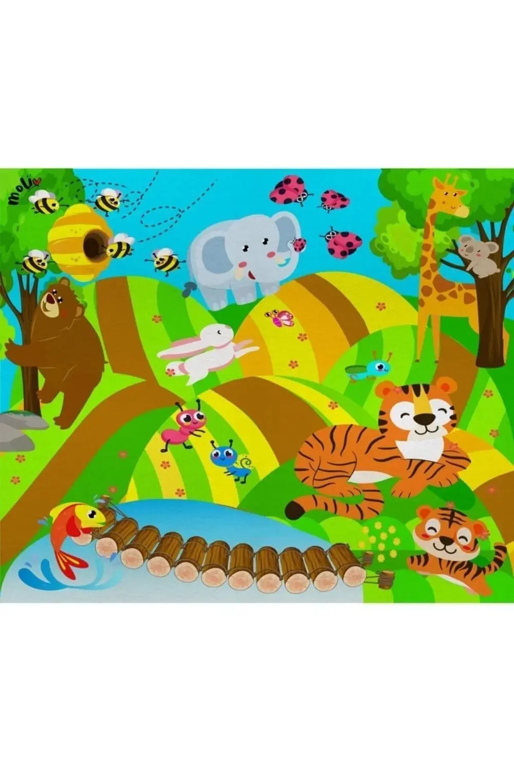 Yeşil Neşeli Orman Oyun Halısı