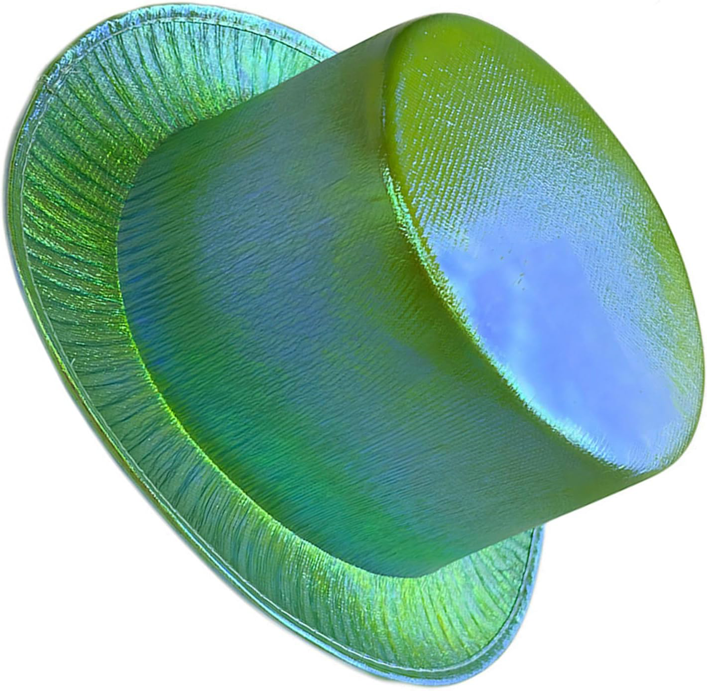 Yeşil Renk Işıltılı Hologram Kumaş Kaplama Fötr Silindir Şapka Ye