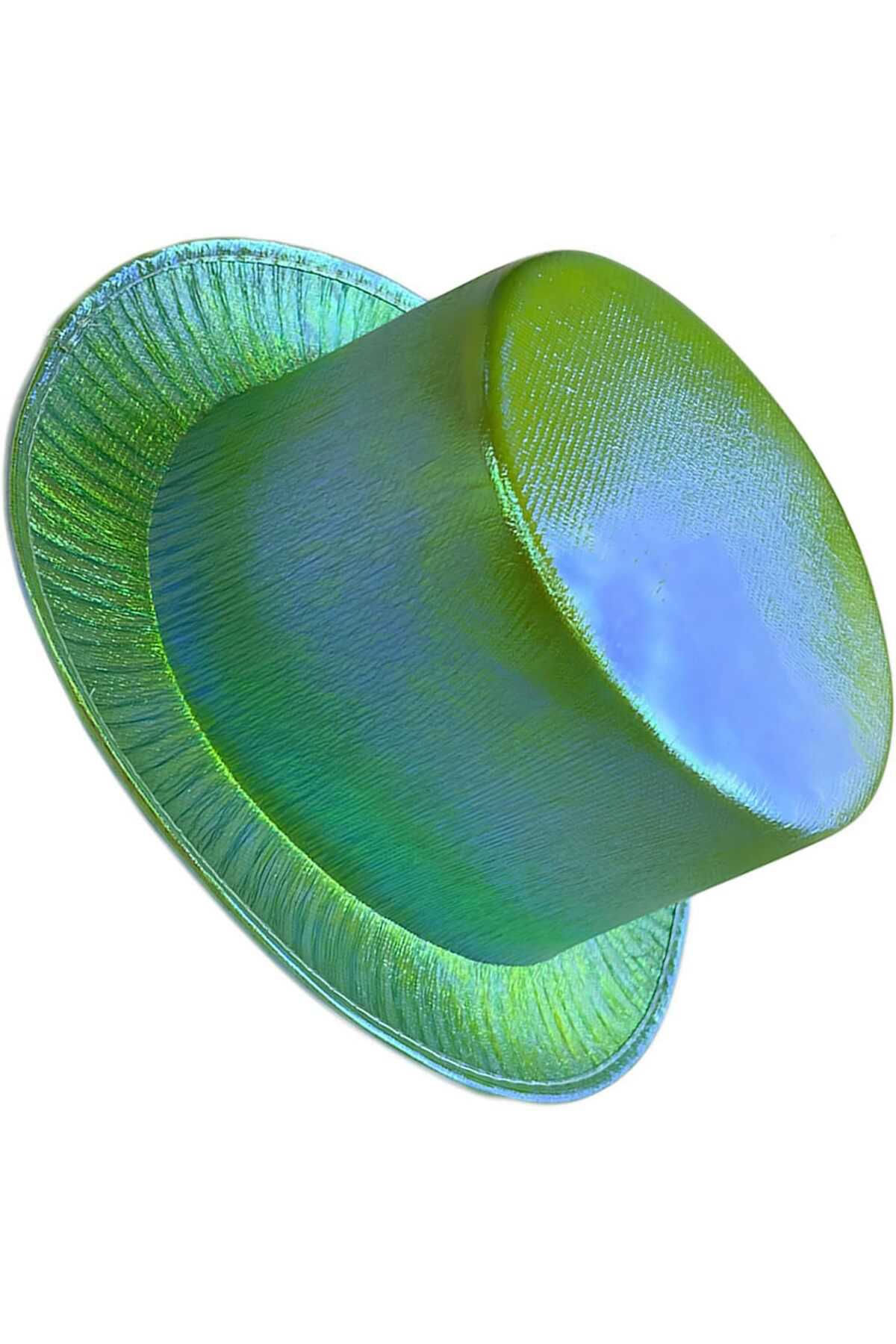 Brcdesing Yeşil Renk İşıltılı Hologram Kumaş Kaplama Fötr Silindir Şapka Ye