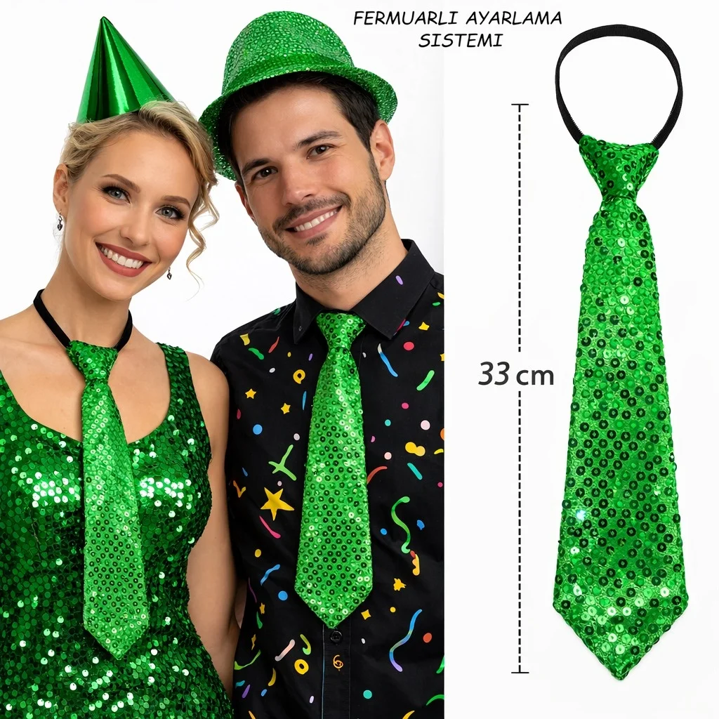 Yeşil Renk Pul Payetli Işıltılı Parti Kravatı 33 Cm Bx40 Fiyatı, Yorumları ve Özellikleri
