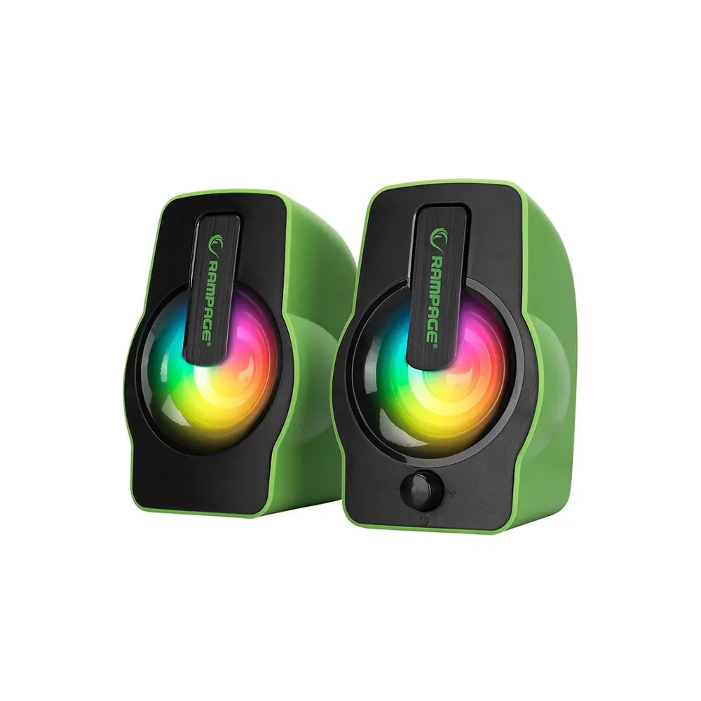YEŞİL - RGB IŞIKLI 1+1 HOPARLÖR SPEAKAER SET USB KABLO 2.0 MULTİM