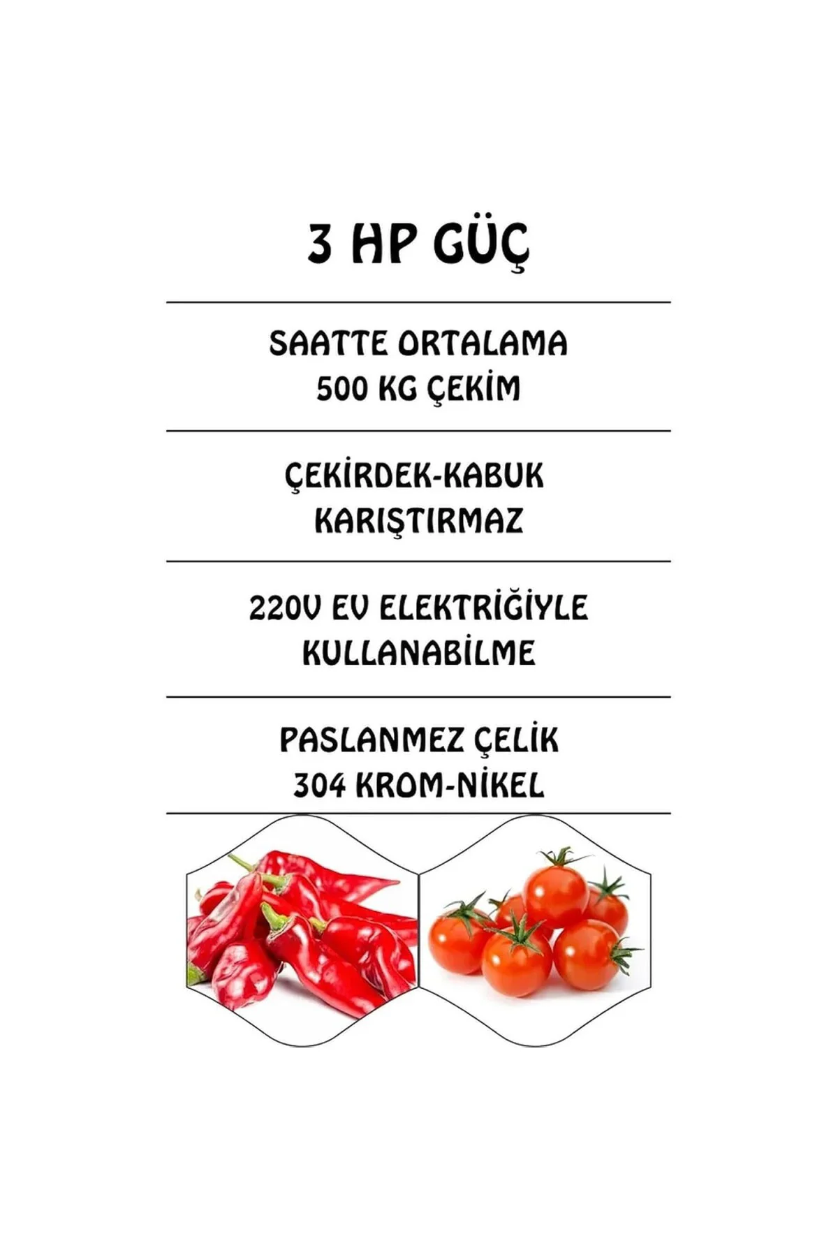 Yeşil SM500 220w 3 hp 500kg/s Salça Makinası