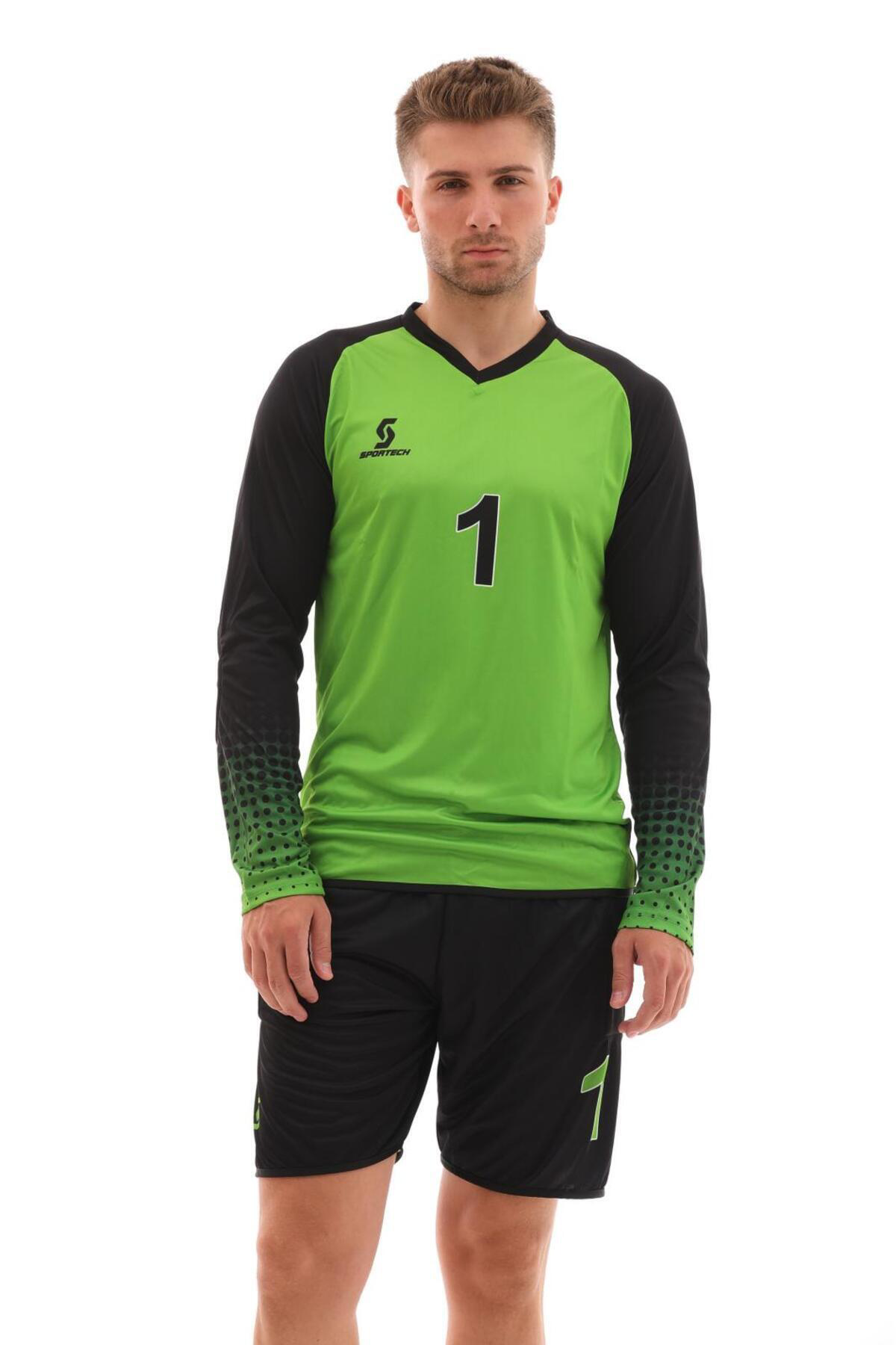 Sportech Yeşil Şortu Sünger Destekli Kaleci Forma Takımı R0124