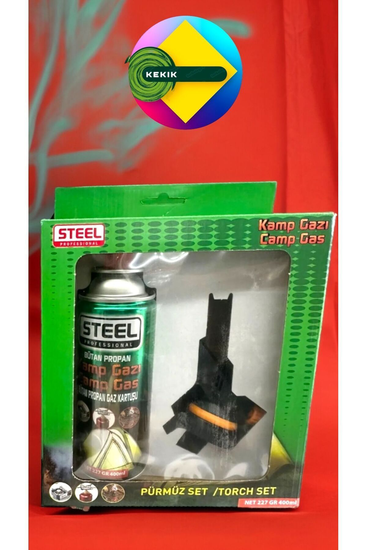 Kekikdükkan Yeşil Steel Kamp Ocak Gazı Özel Ambalajlı Valfli Pürmüz Kartuşu 2