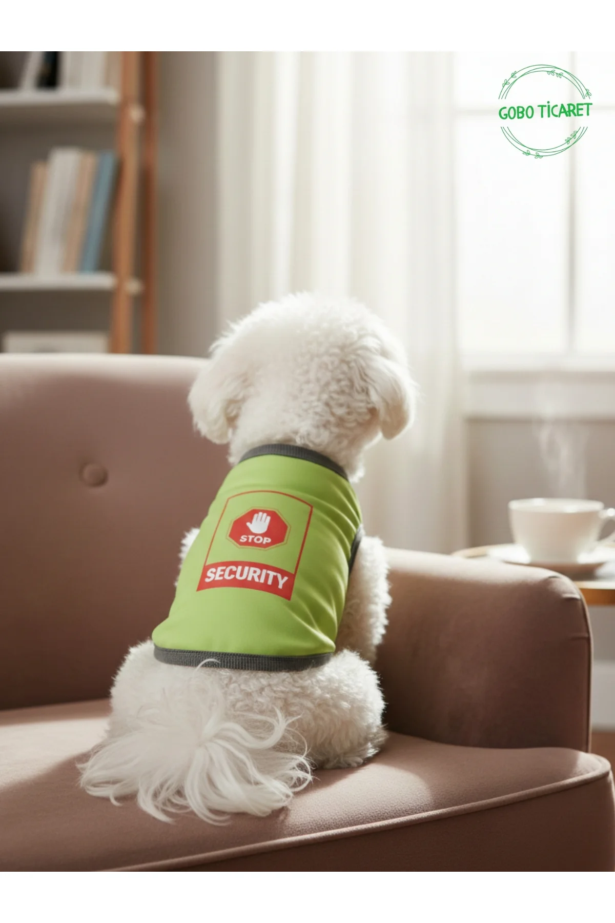 Yeşil Stop Security (Güvenlik) Baskılı Kedi ve Köpek Kıyafeti Tiş