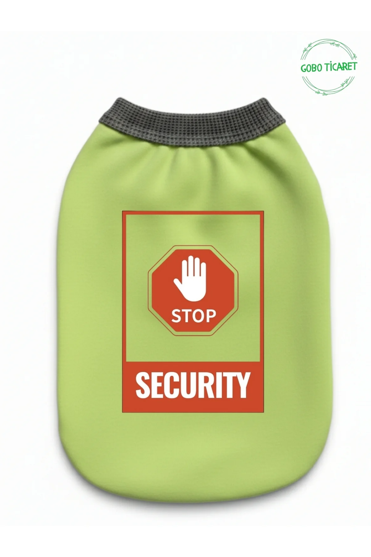 Yeşil Stop Security (Güvenlik) Baskılı Kedi ve Köpek Kıyafeti Tiş